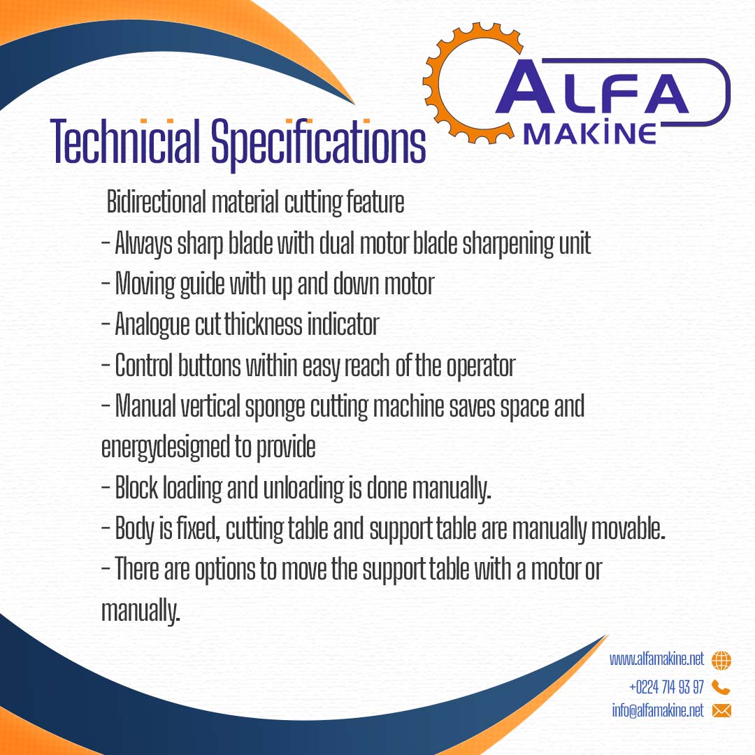 Otomatik ve Manuel Dikey Sünger Kesim Makinası