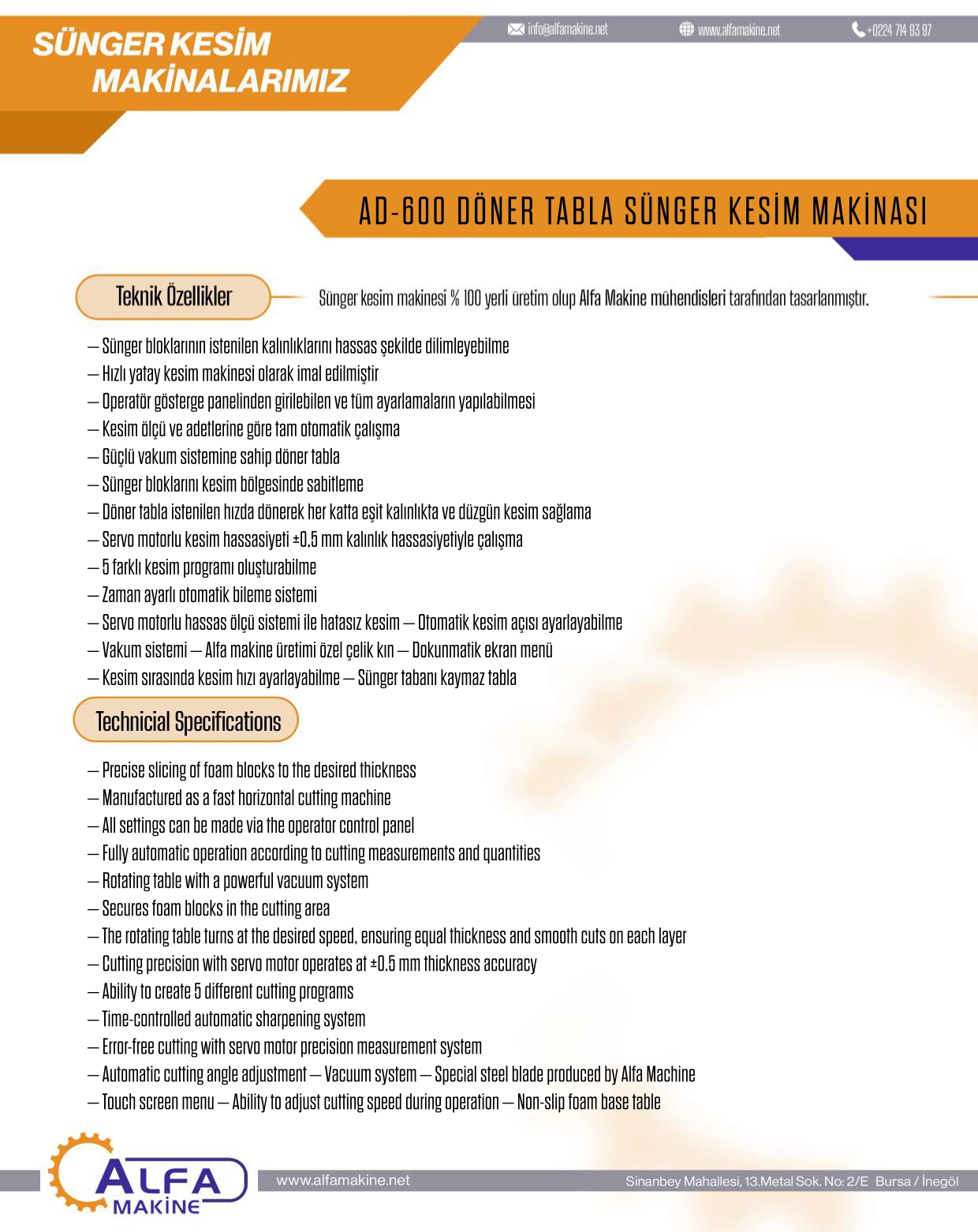 Otomatik Döner Tabla  Sünger Kesim Makinası